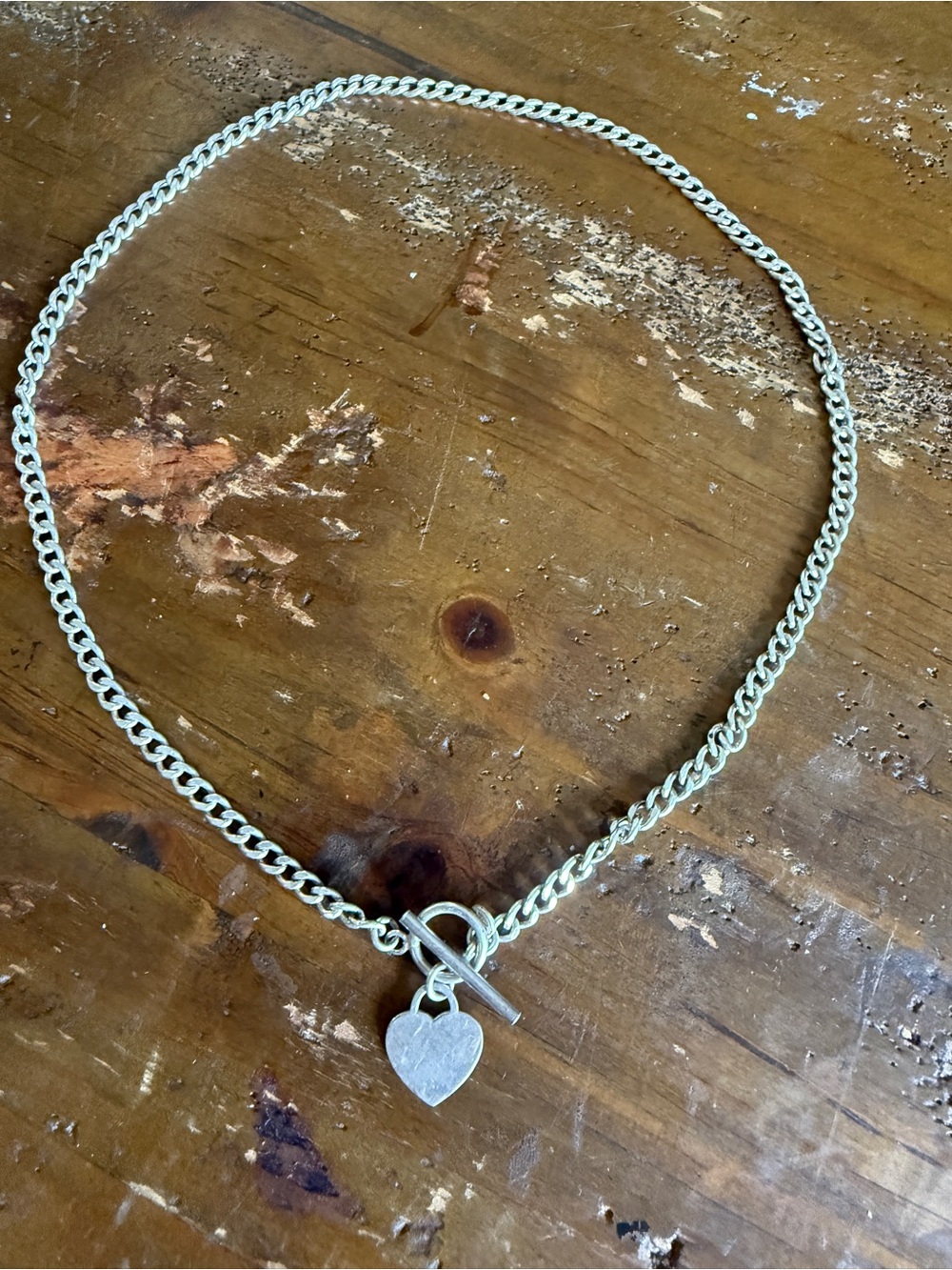 Dainty Vintage Sterling Silver Heart Pendant 925 Italy Necklace Toggle Clasp 18"